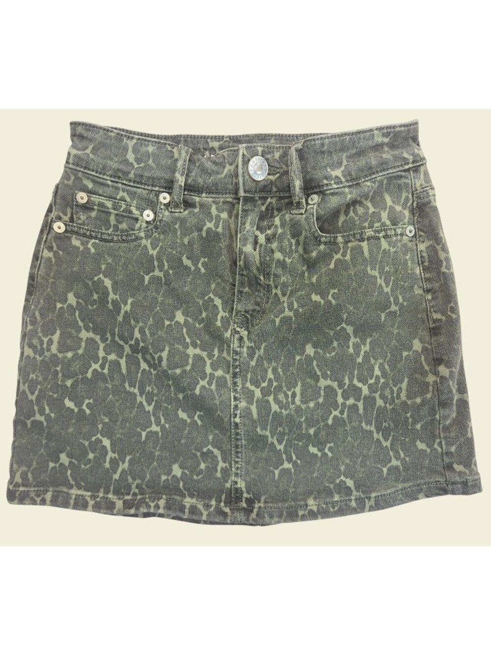 American Eagle Denim Camo Mini Skirt Size 00 Next Level Stretch